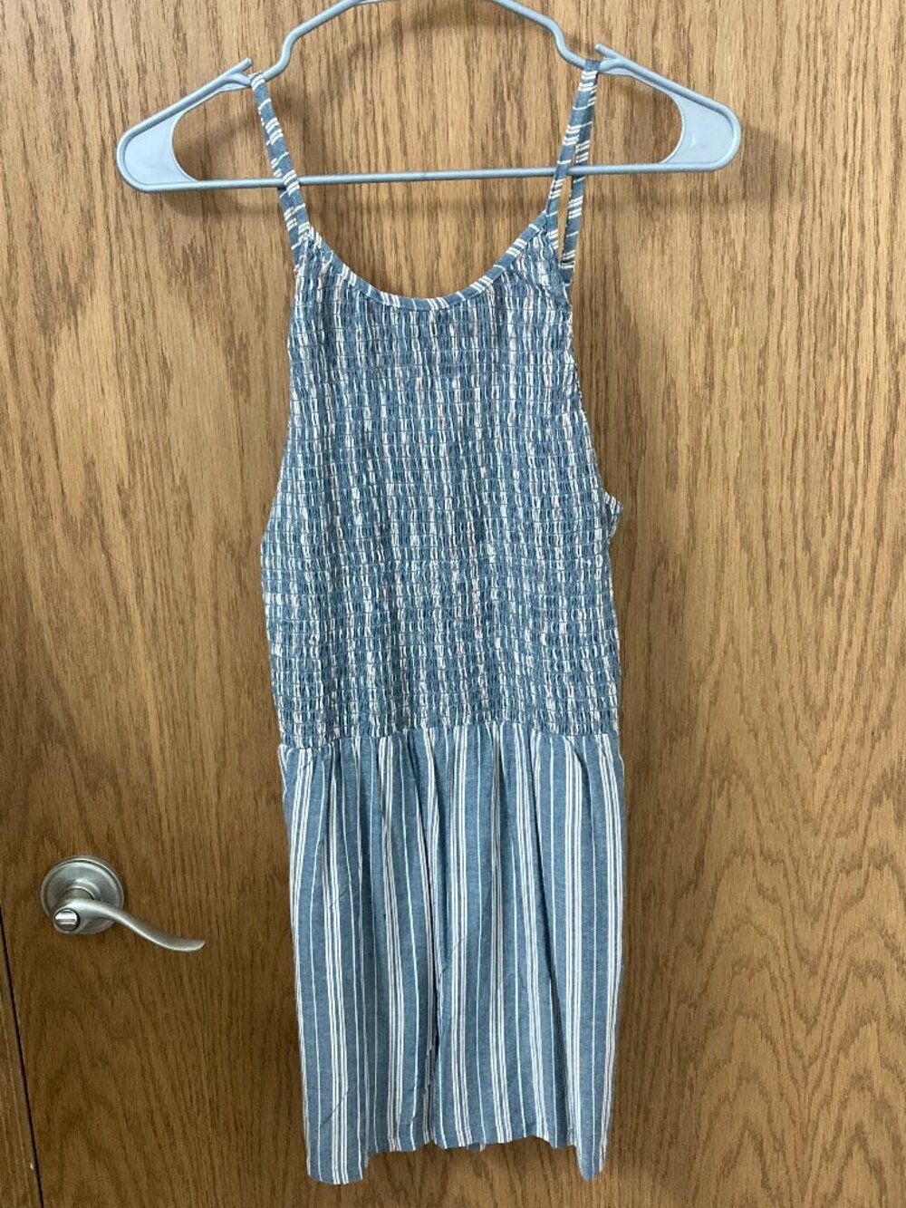 Angie Smocked Bodice Blue Gray Romper - M